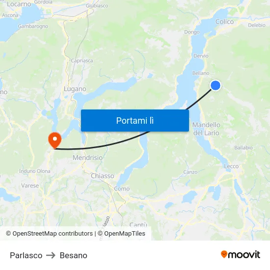 Parlasco to Besano map