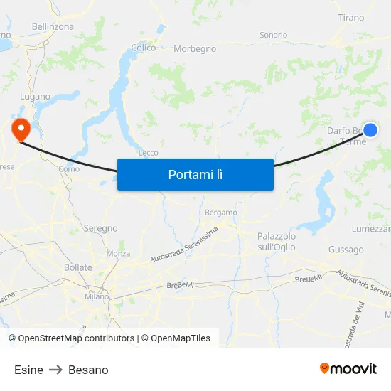 Esine to Besano map