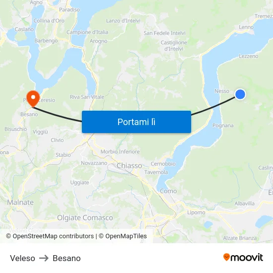 Veleso to Besano map