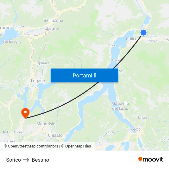 Sorico to Besano map