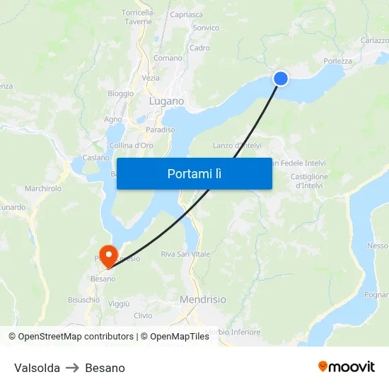 Valsolda to Besano map