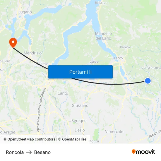 Roncola to Besano map