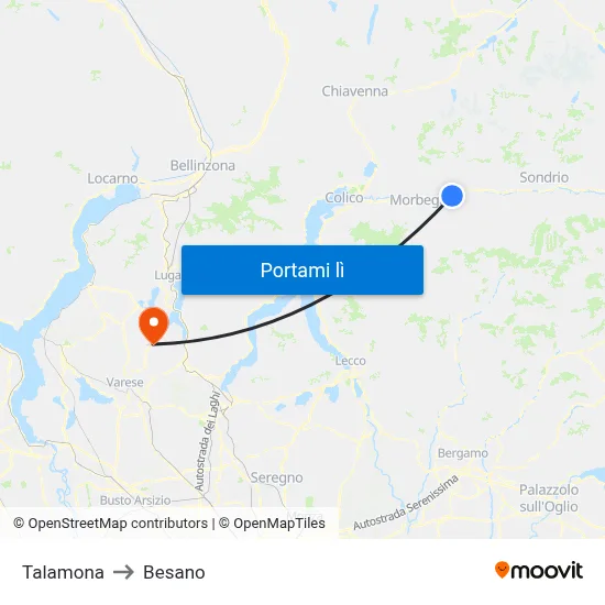 Talamona to Besano map