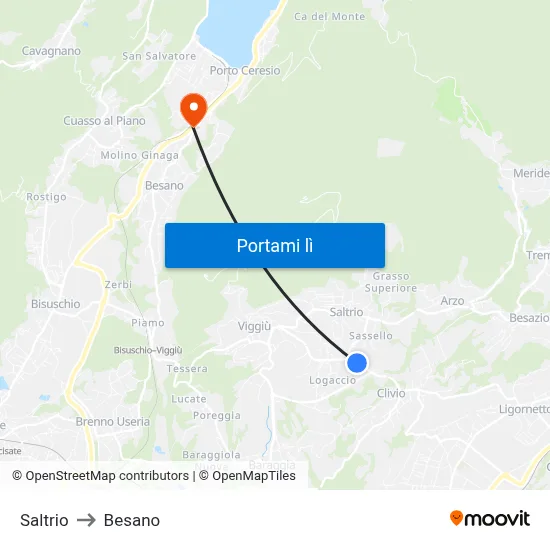 Saltrio to Besano map