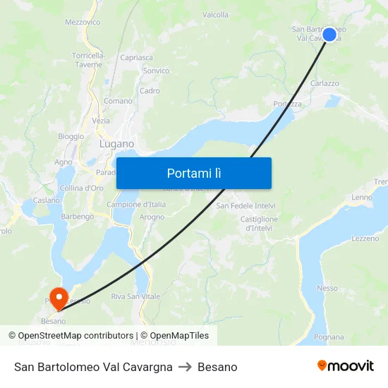 San Bartolomeo Val Cavargna to Besano map