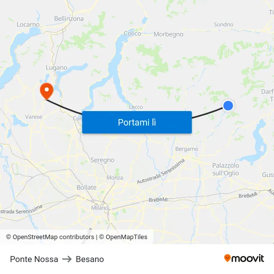 Ponte Nossa to Besano map