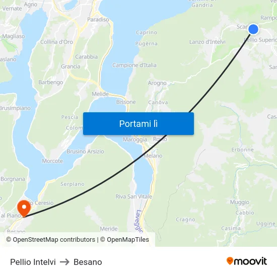 Pellio Intelvi to Besano map