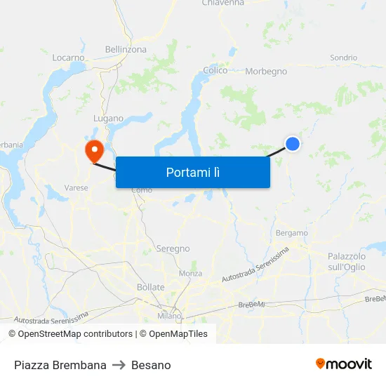 Piazza Brembana to Besano map