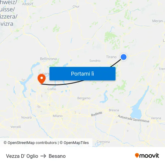 Vezza D' Oglio to Besano map