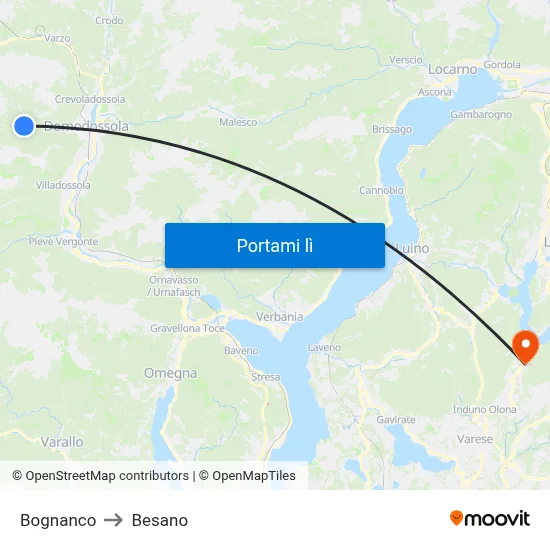 Bognanco to Besano map