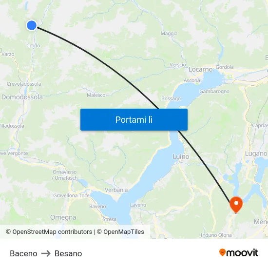 Baceno to Besano map