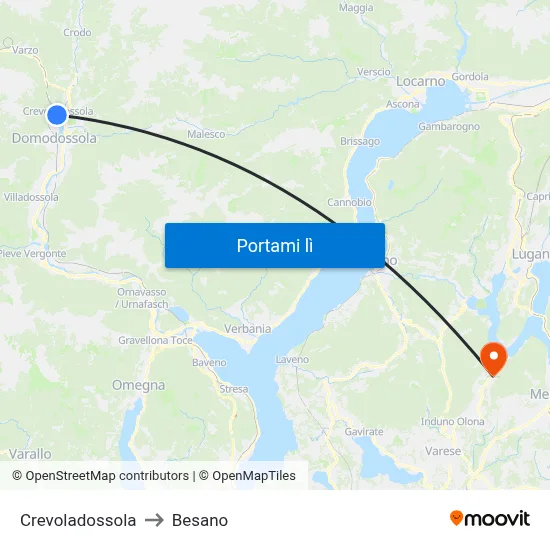 Crevoladossola to Besano map