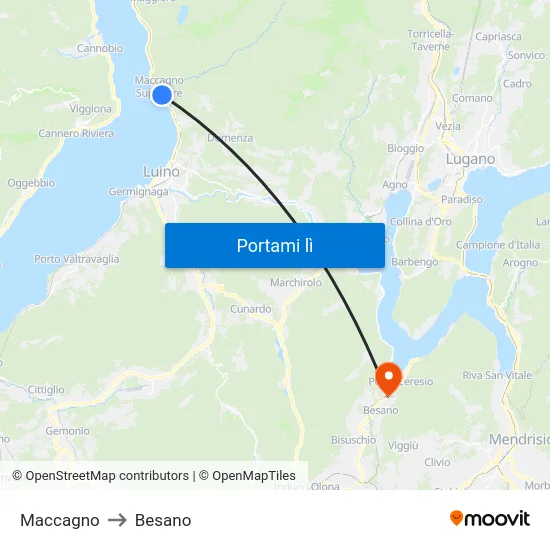 Maccagno to Besano map