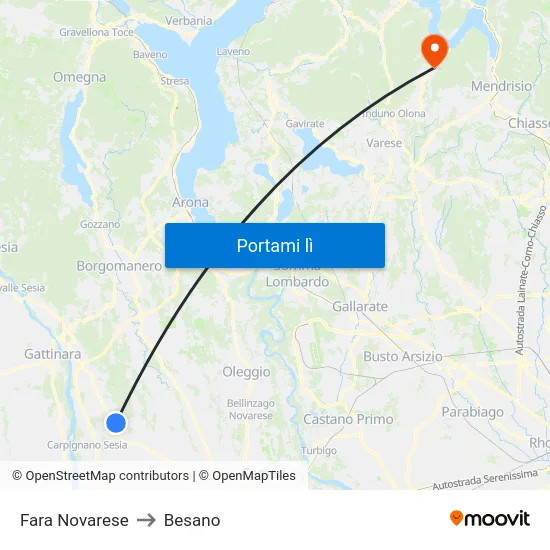 Fara Novarese to Besano map
