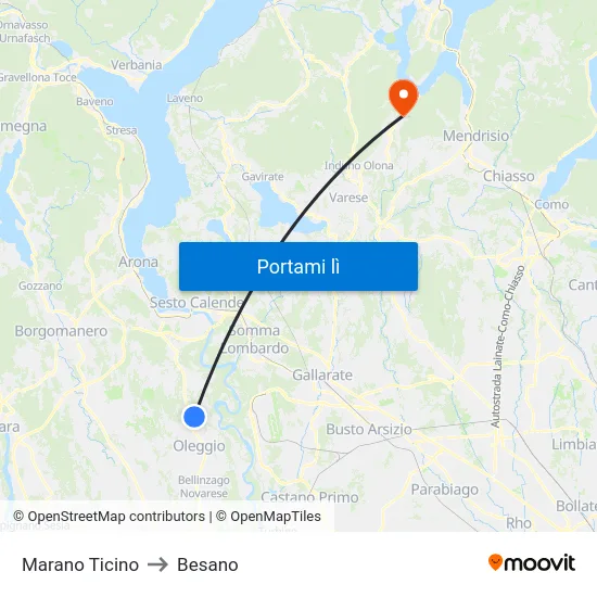 Marano Ticino to Besano map