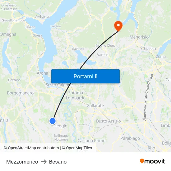 Mezzomerico to Besano map