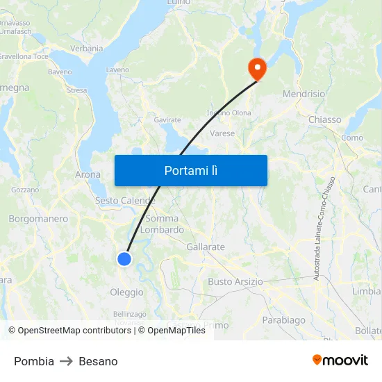 Pombia to Besano map