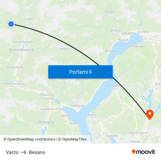 Varzo to Besano map