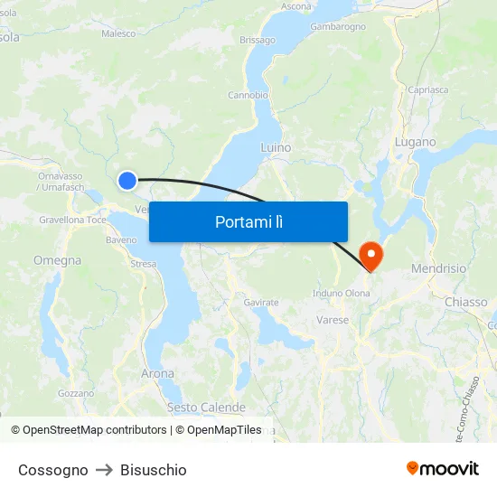 Cossogno to Bisuschio map