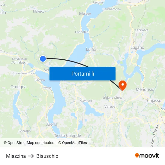 Miazzina to Bisuschio map