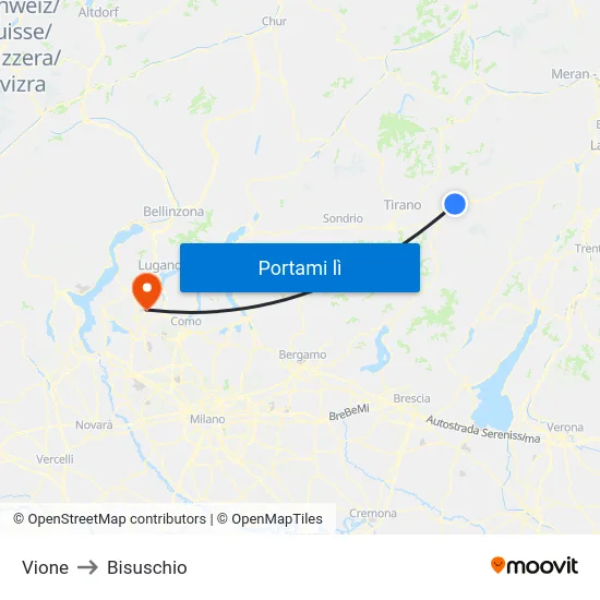 Vione to Bisuschio map