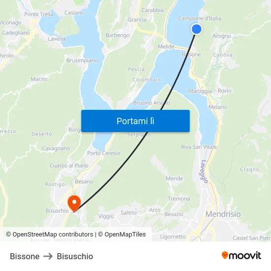 Bissone to Bisuschio map