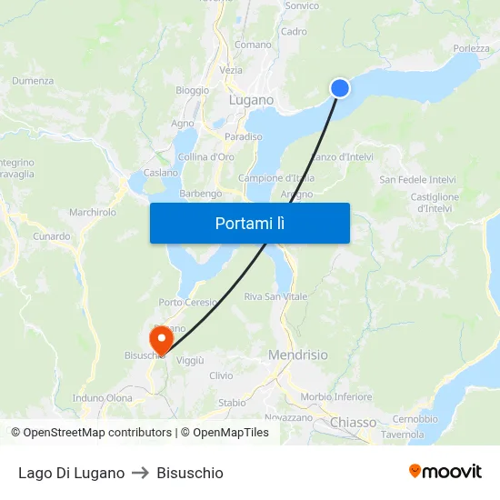 Lago Di Lugano to Bisuschio map