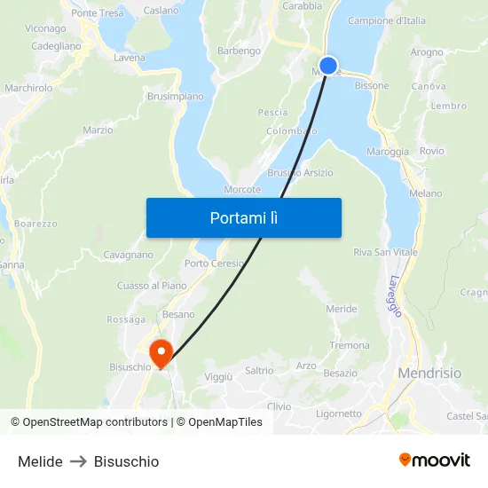 Melide to Bisuschio map