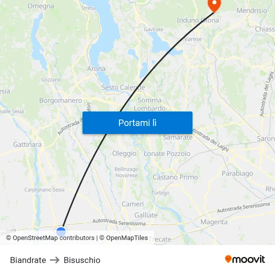 Biandrate to Bisuschio map