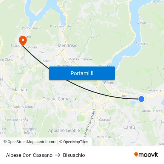 Albese Con Cassano to Bisuschio map