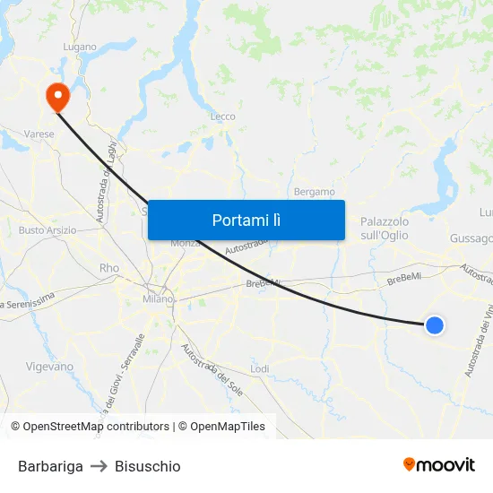 Barbariga to Bisuschio map
