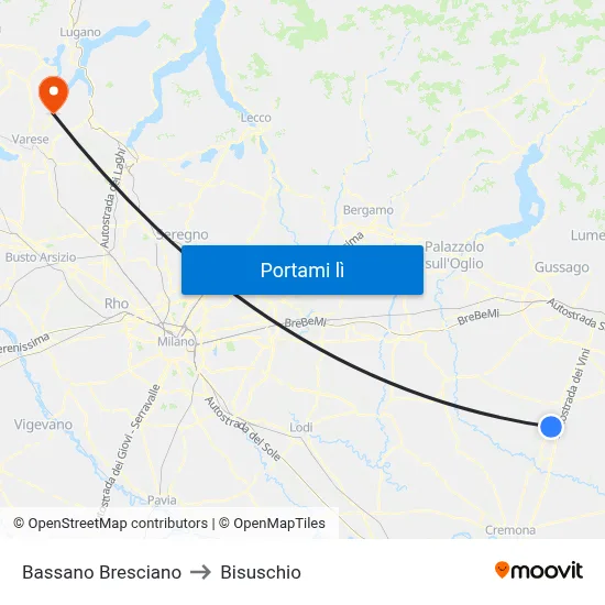 Bassano Bresciano to Bisuschio map