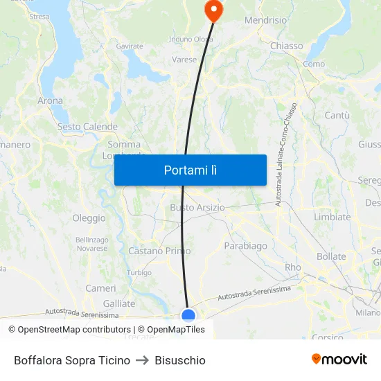 Boffalora Sopra Ticino to Bisuschio map