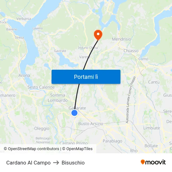 Cardano Al Campo to Bisuschio map