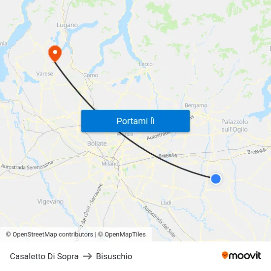 Casaletto Di Sopra to Bisuschio map