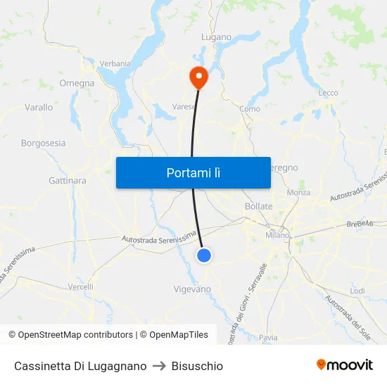 Cassinetta Di Lugagnano to Bisuschio map