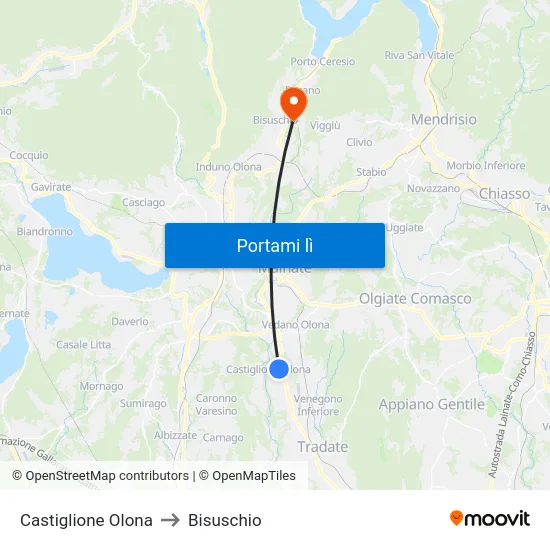 Castiglione Olona to Bisuschio map