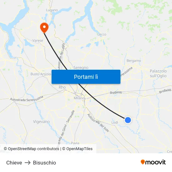 Chieve to Bisuschio map