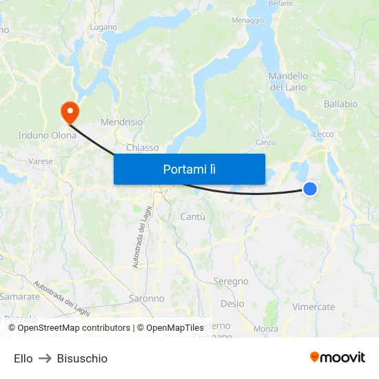 Ello to Bisuschio map