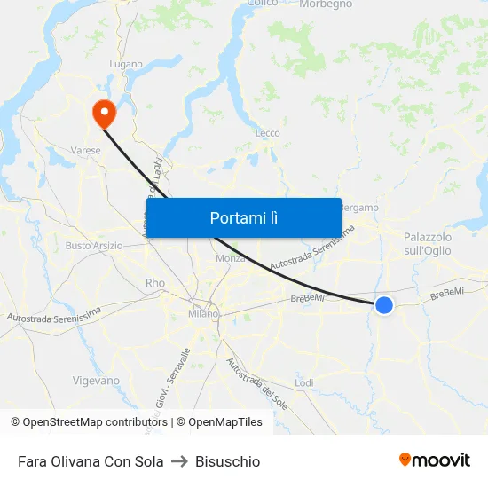 Fara Olivana Con Sola to Bisuschio map