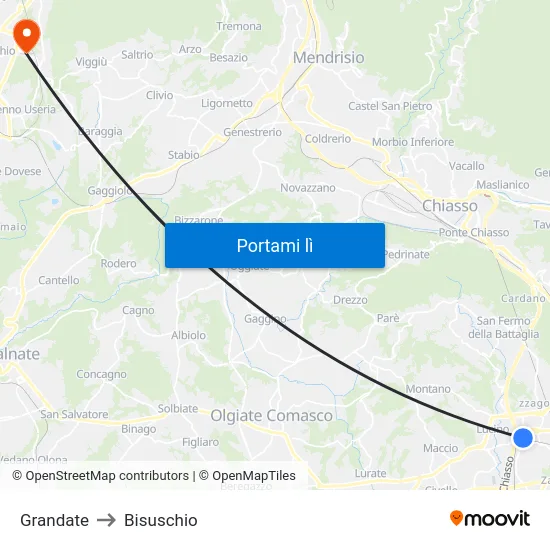 Grandate to Bisuschio map