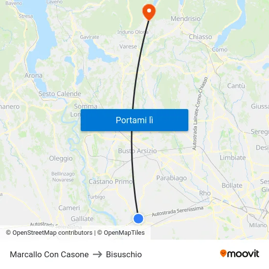 Marcallo Con Casone to Bisuschio map