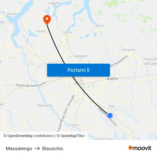 Massalengo to Bisuschio map