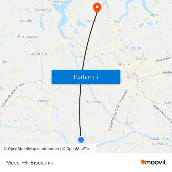 Mede to Bisuschio map