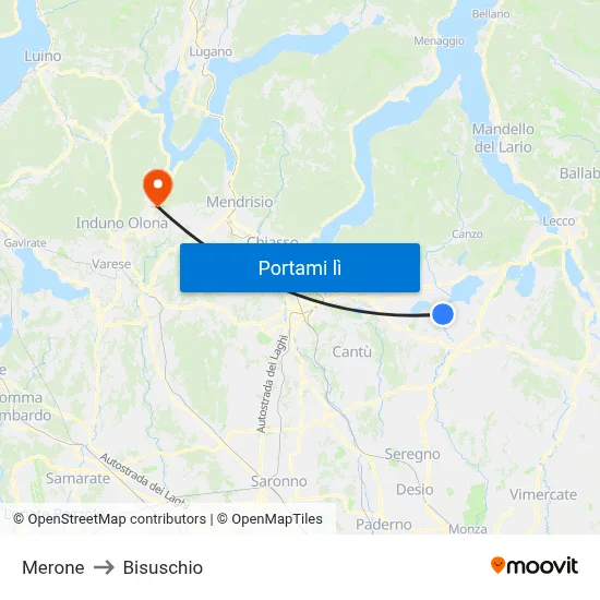 Merone to Bisuschio map