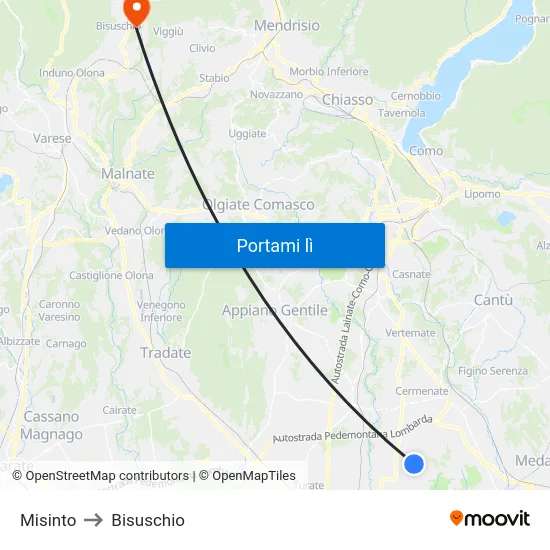 Misinto to Bisuschio map