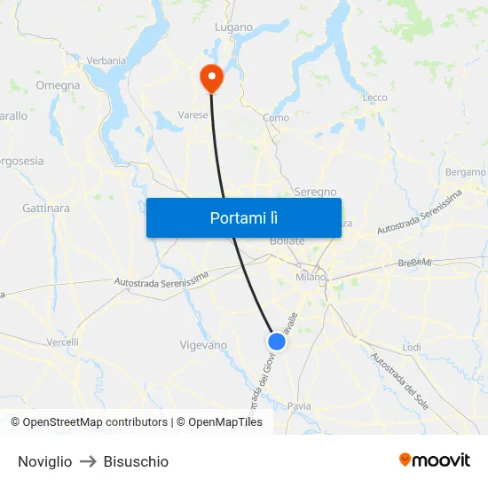 Noviglio to Bisuschio map