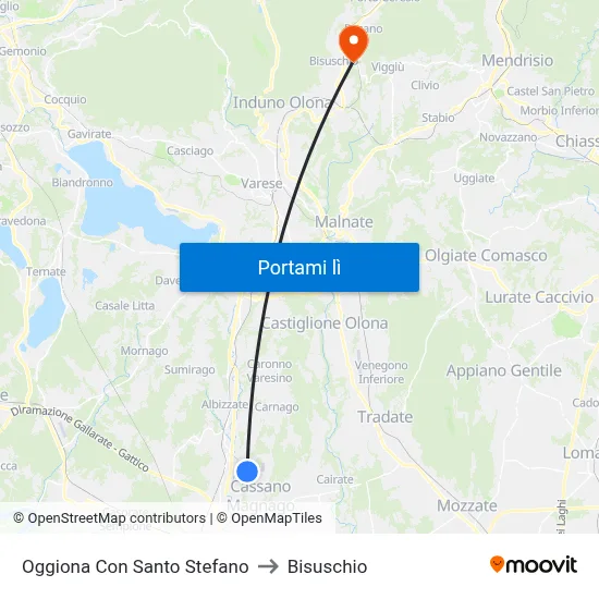 Oggiona Con Santo Stefano to Bisuschio map