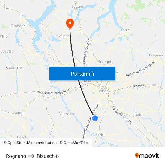 Rognano to Bisuschio map