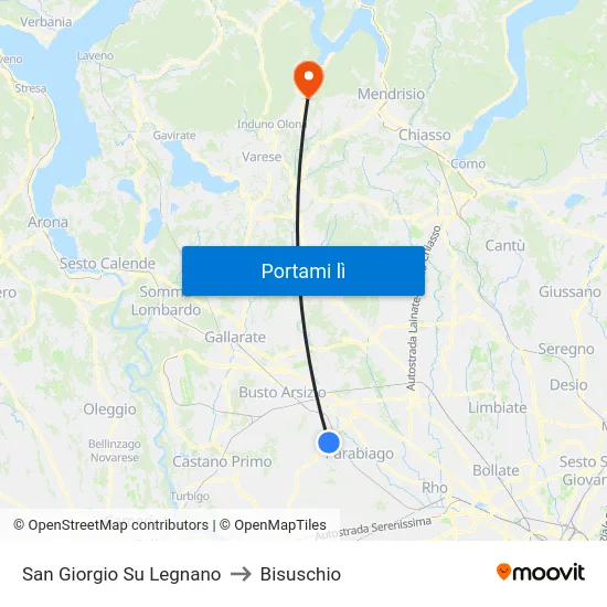 San Giorgio Su Legnano to Bisuschio map